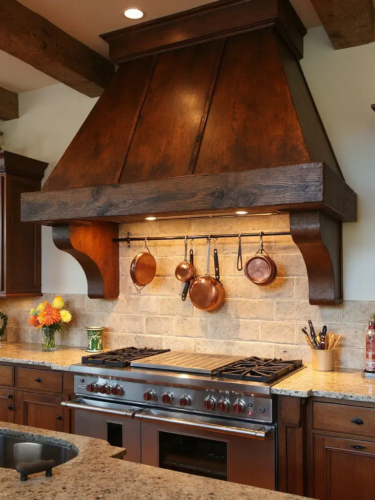 handcrafted timber rustic kitchen hood