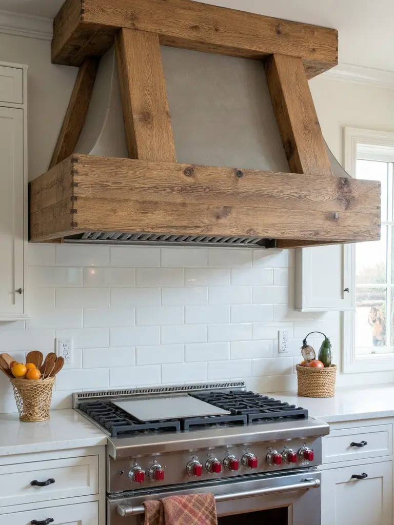 raw lumber rustic kitchen hood