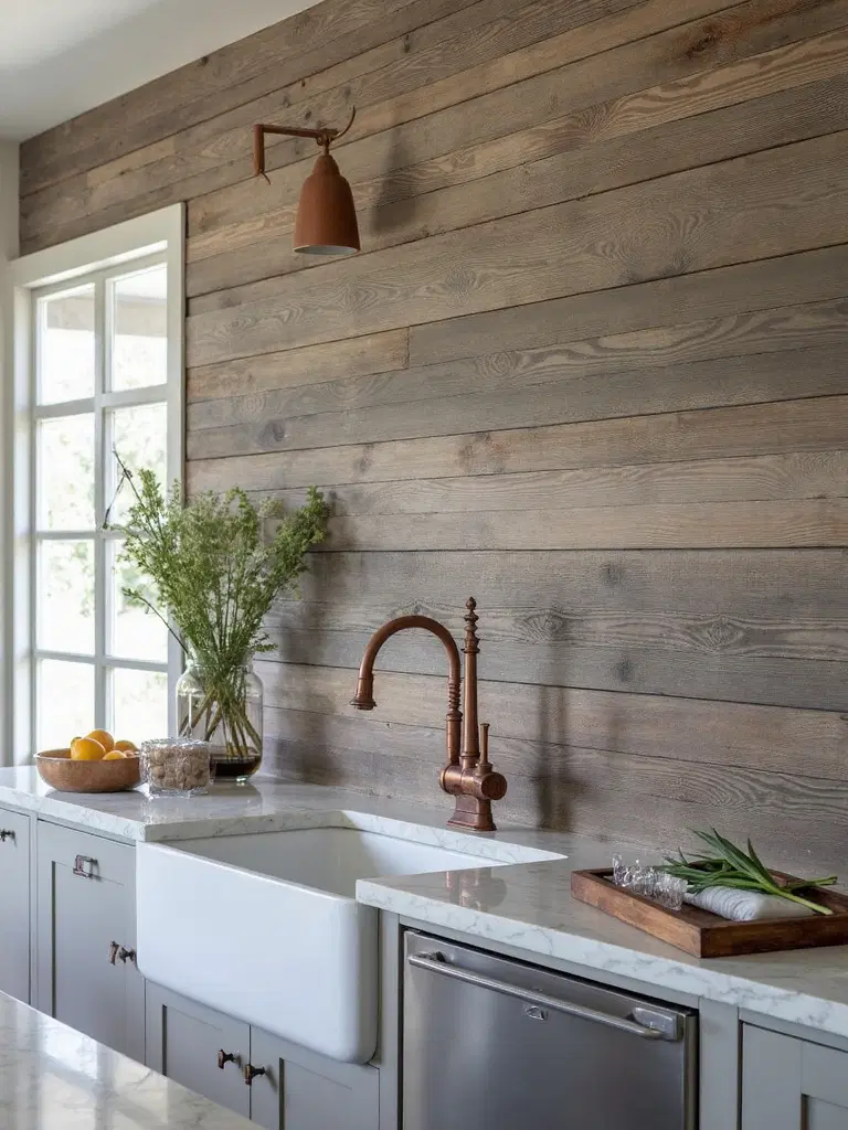 character-filled reclaimed wood paneling
