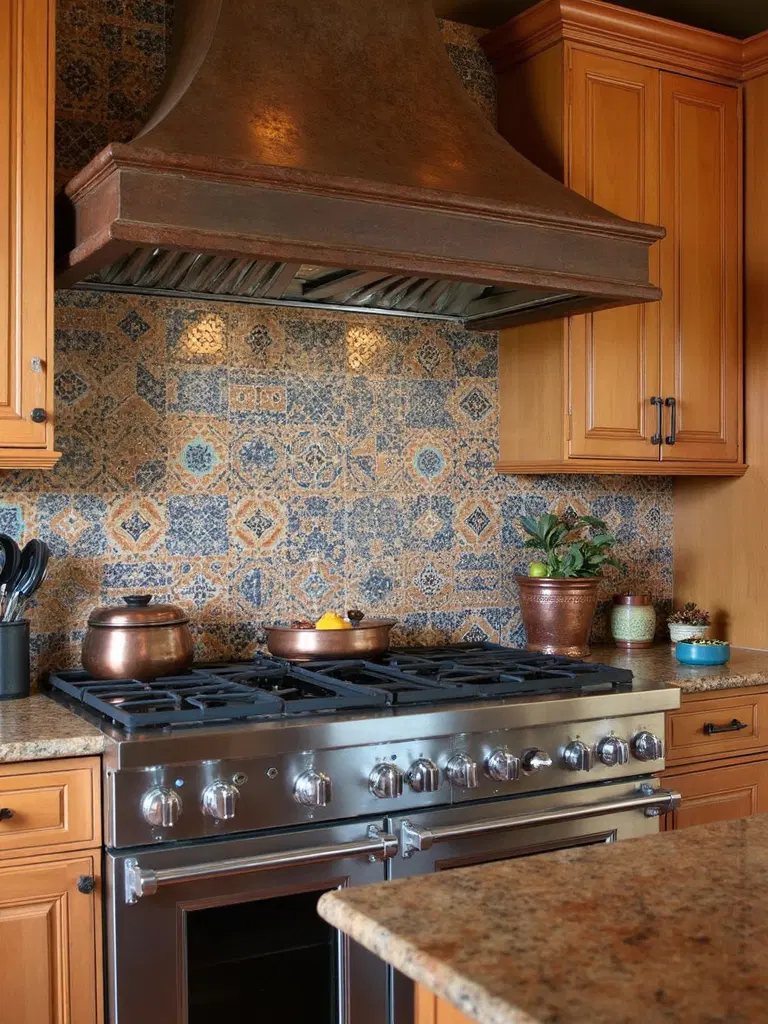 heritage ceramic tile backsplash