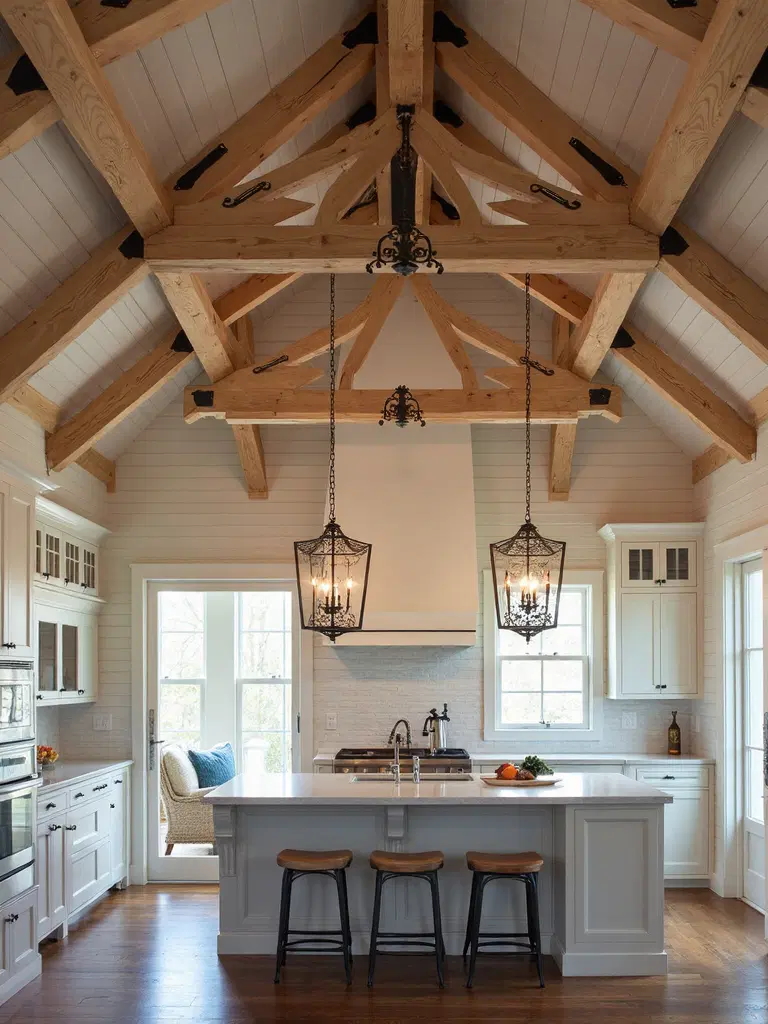 rustic industrial kitchen ceiling charm