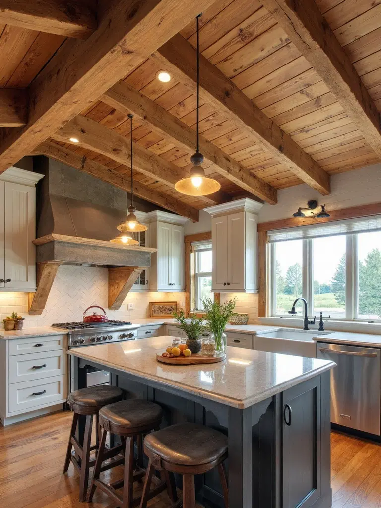 rustic mixed wood textured ceiling design