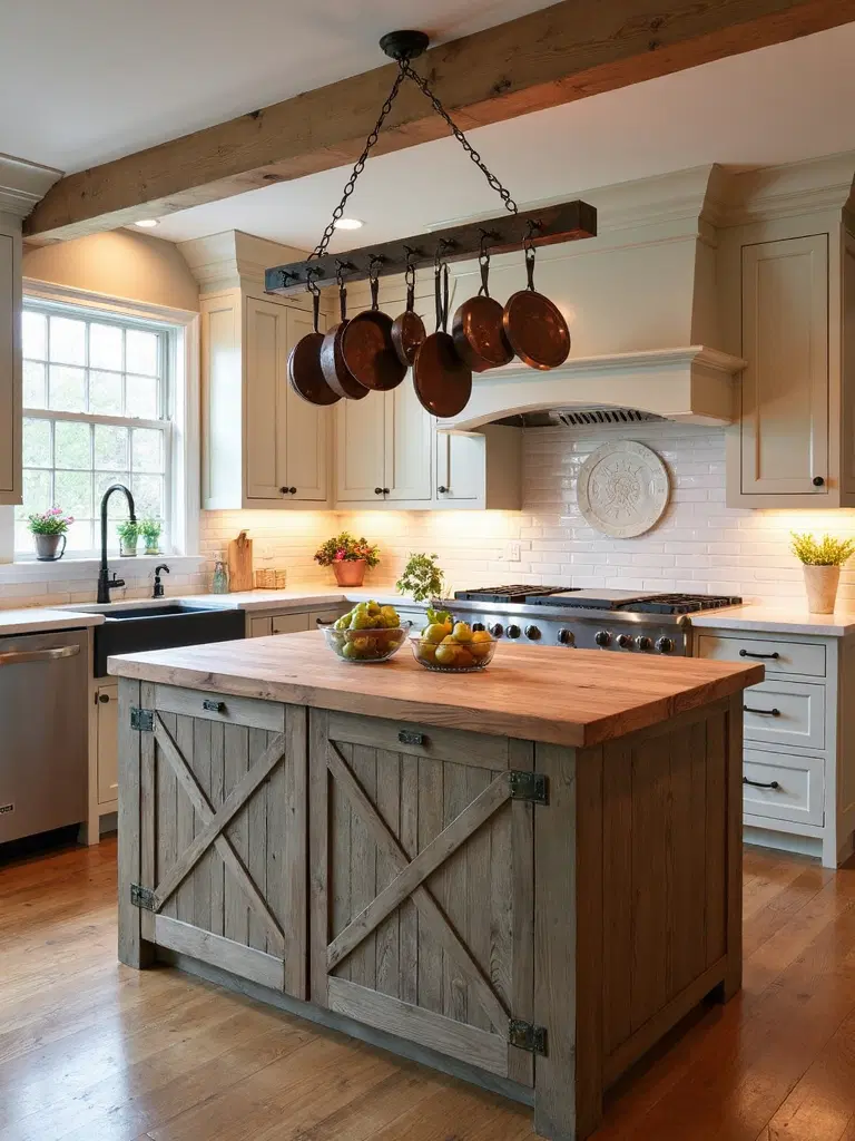vintage rustic farmhouse kitchen island design