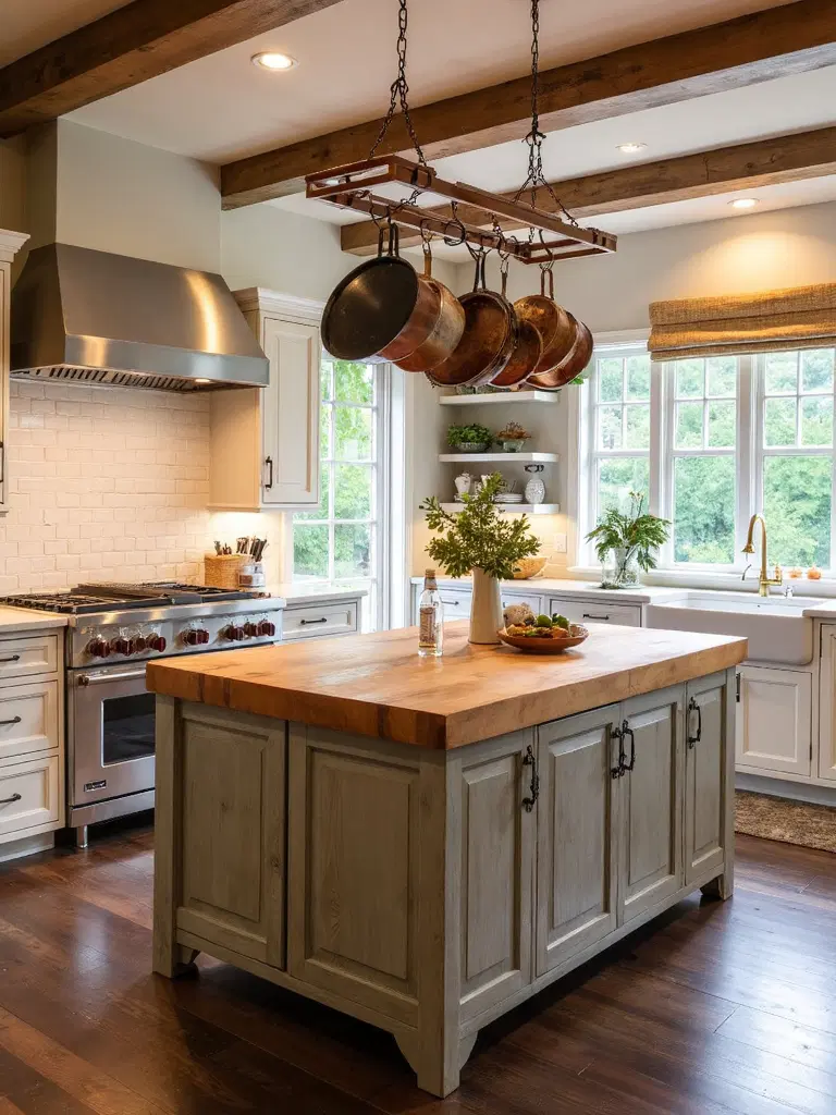 durable rustic butcher block kitchen island