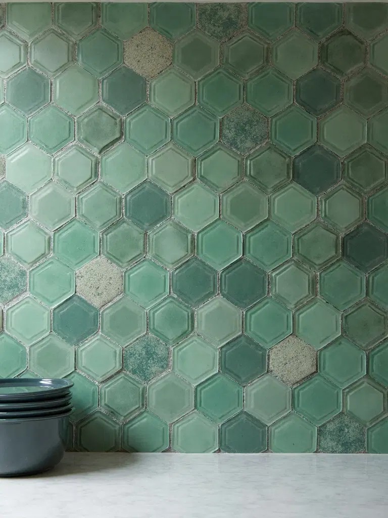 bold geometric green tiles