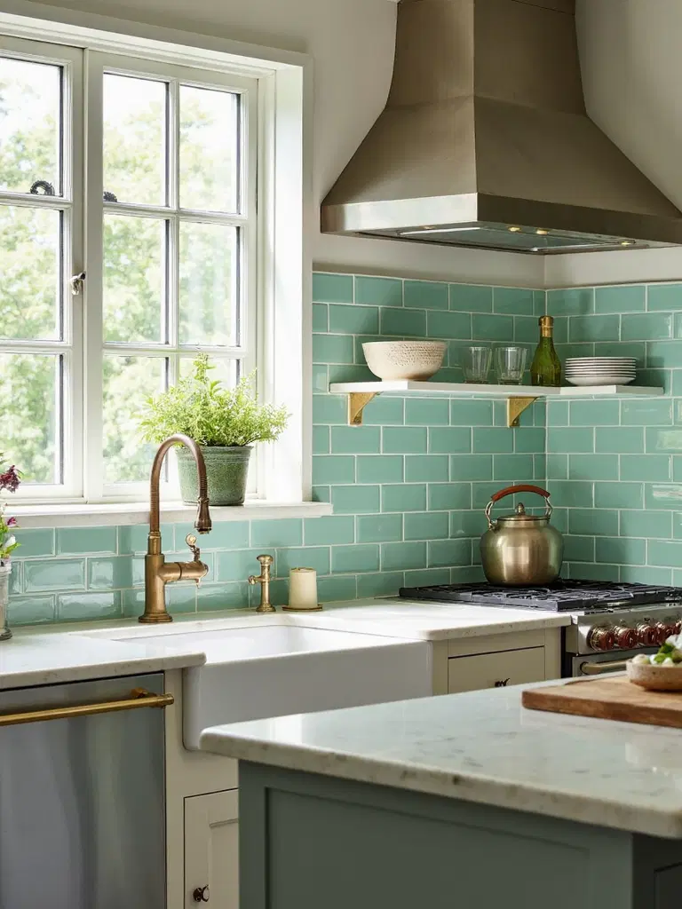 timeless vintage inspired green subway tiles