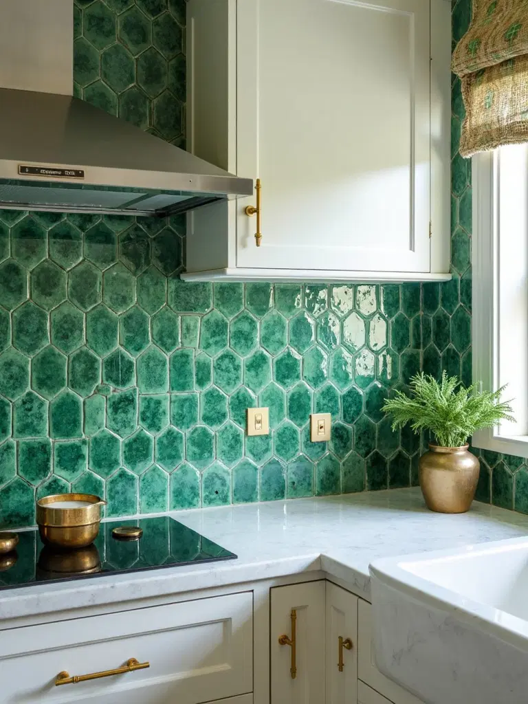 handcrafted moroccan green zellige tiles