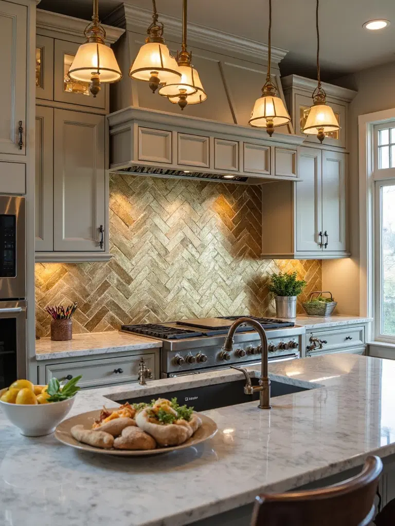 vintage mirror backsplash design