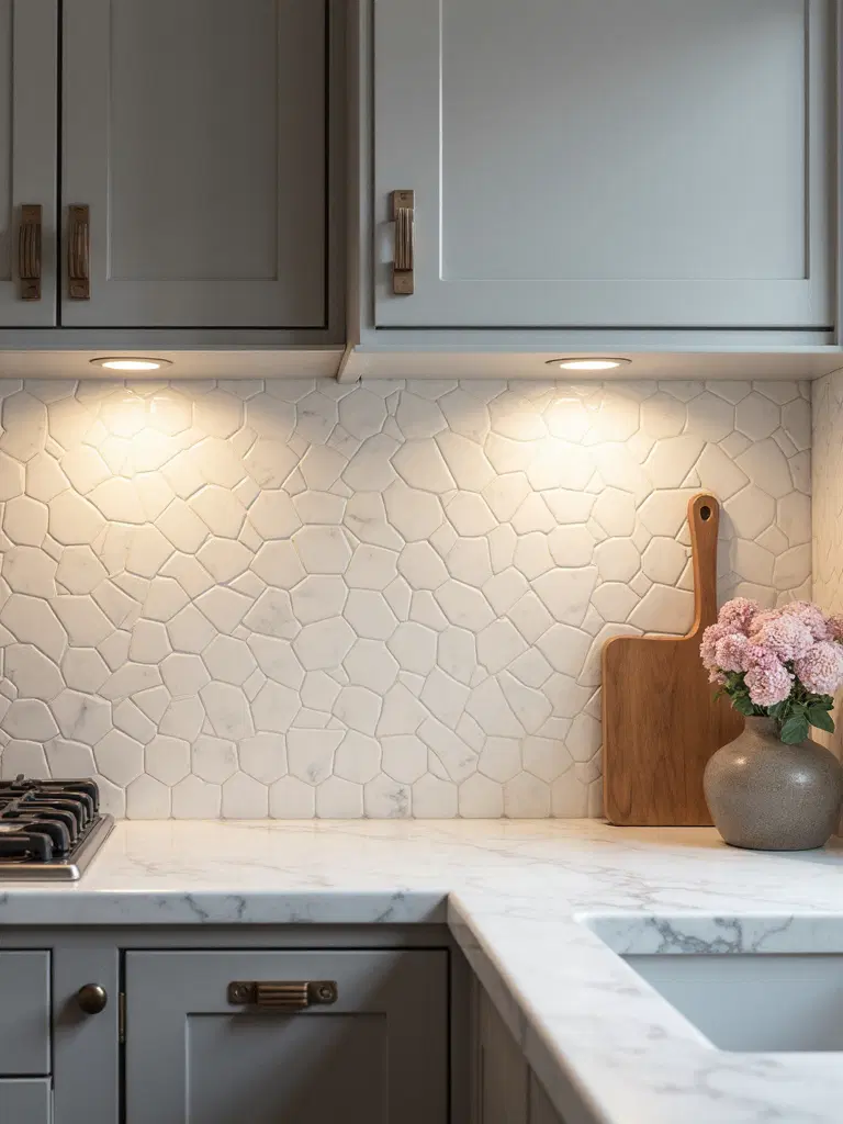 small hexagon kitchen backsplash tiles