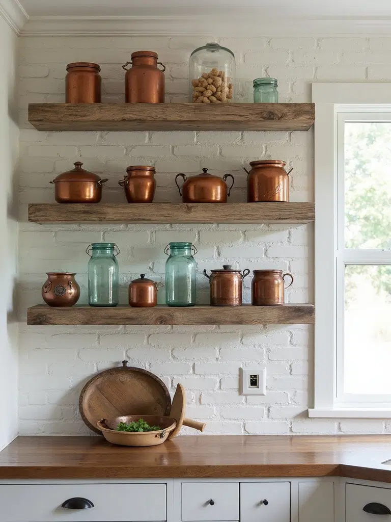 farmhouse reclaimed wood shelving