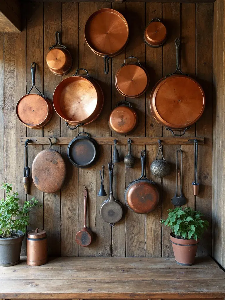 rustic wooden pegboard kitchen storage