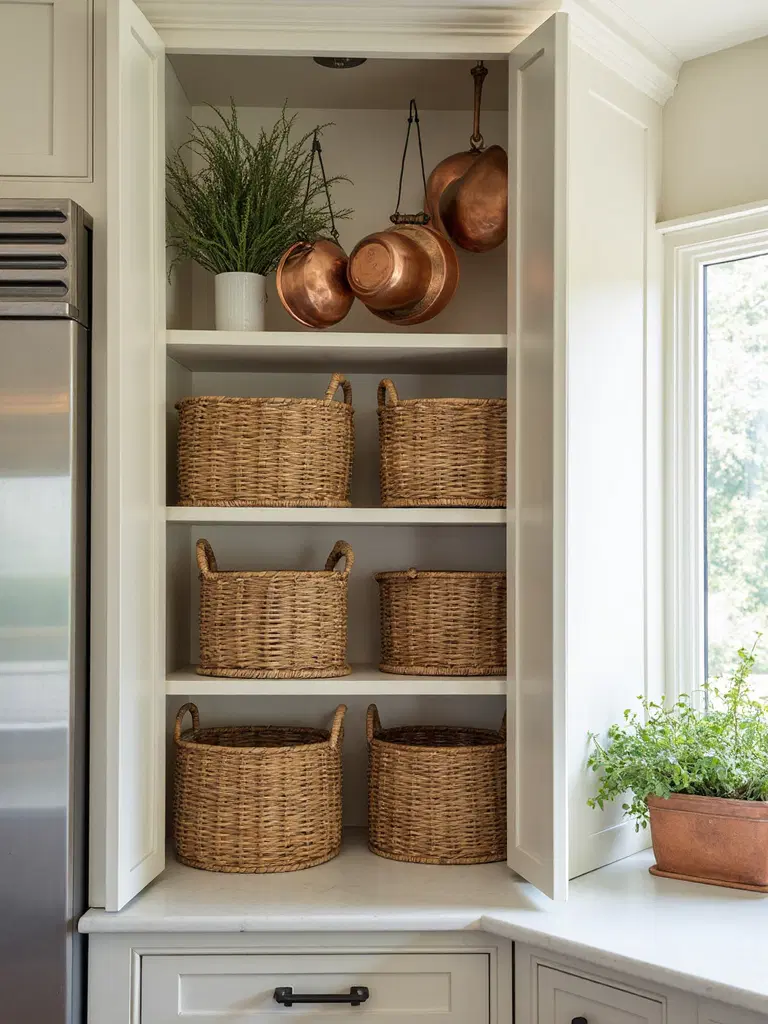 rustic woven basket kitchen storage