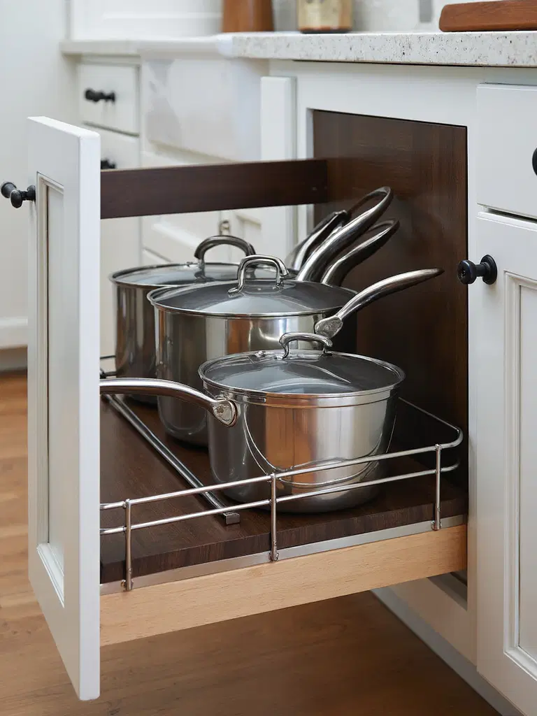kitchen cabinet slide-out pan organizers