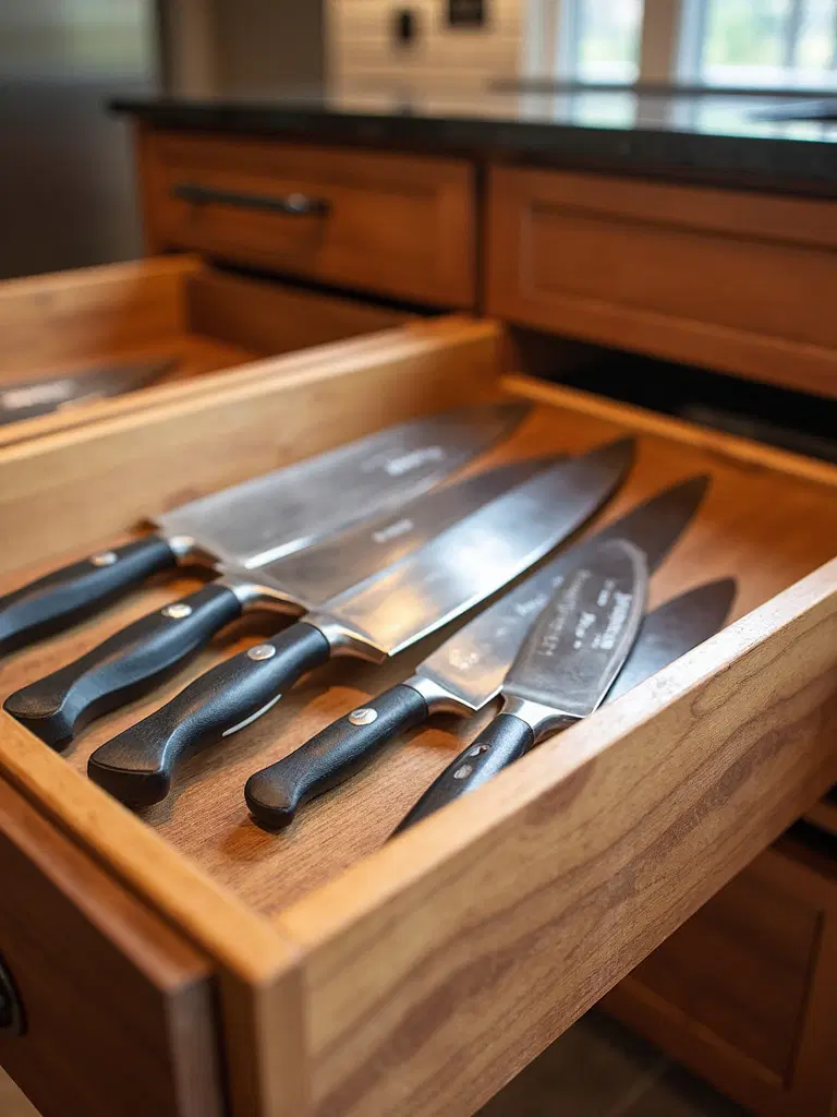 safe and organized kitchen knife storage