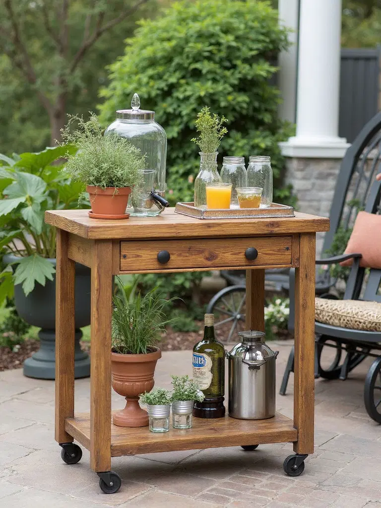 wheelable organized outdoor drink station