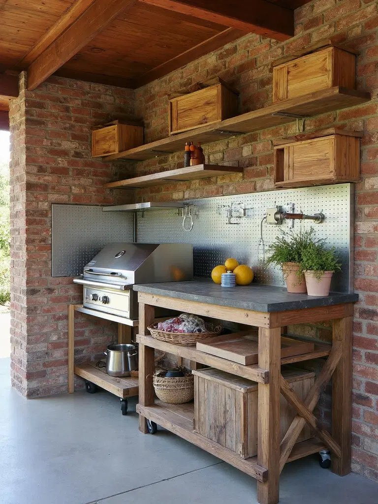 organized weatherproof outdoor kitchen storage