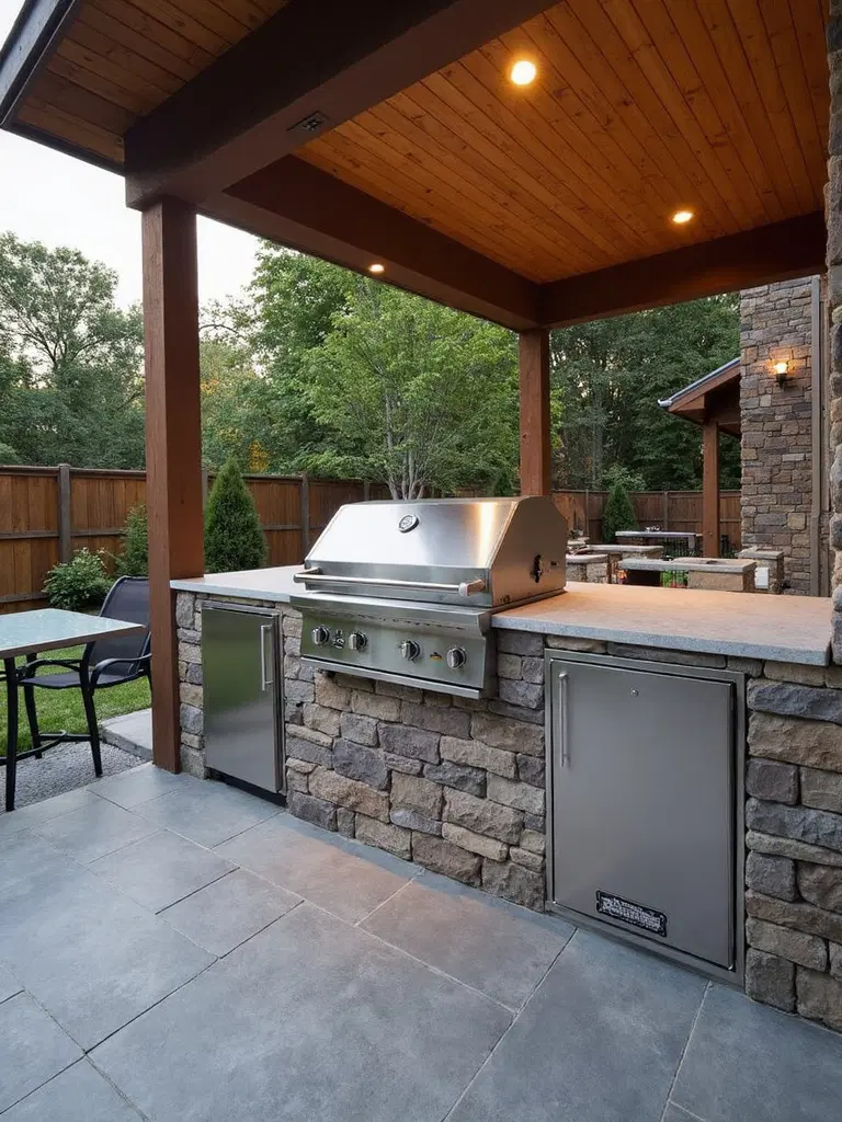 long-lasting outdoor kitchen with tile counters