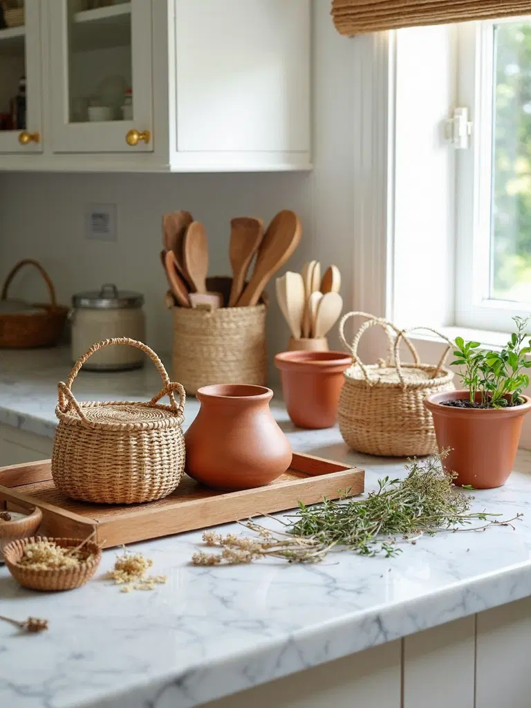 handcrafted woven baskets and trays