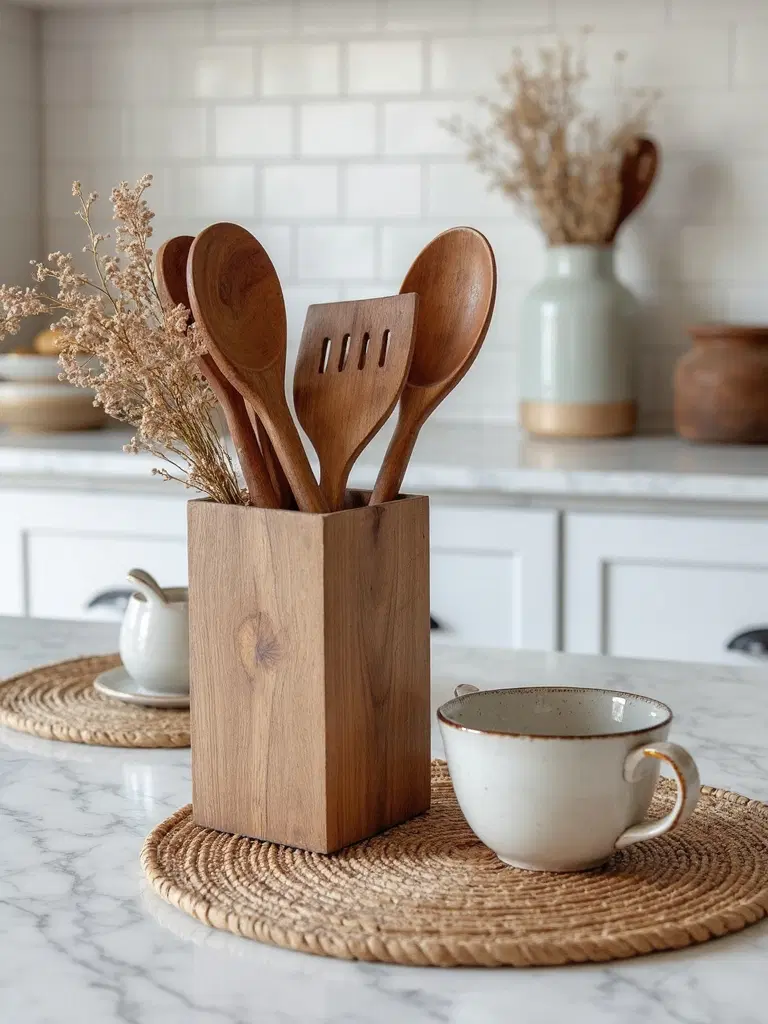 handmade wooden utensil holders