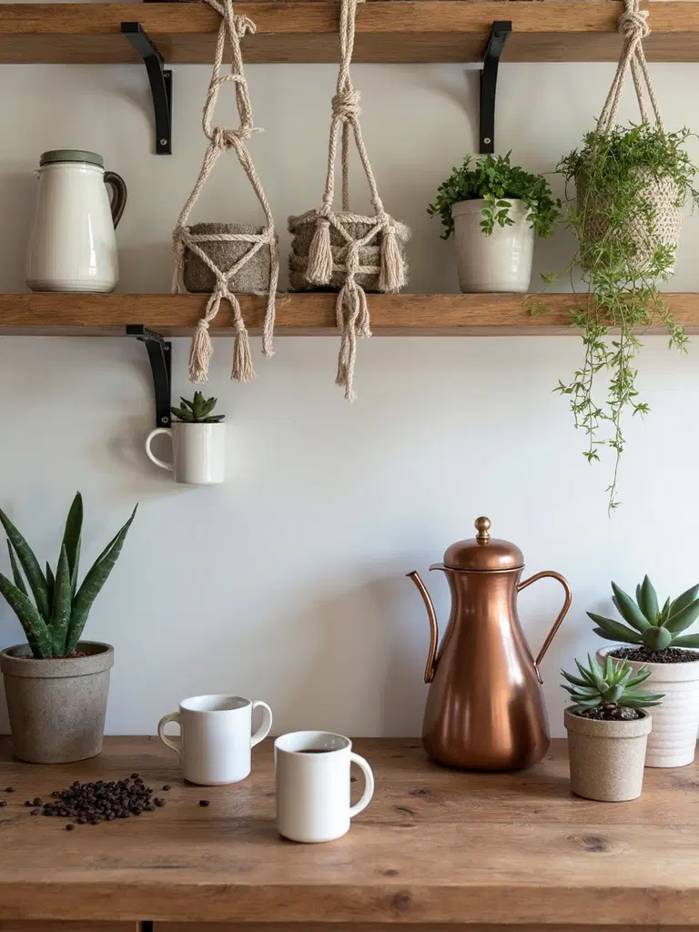 vintage inspired bohemian coffee setup