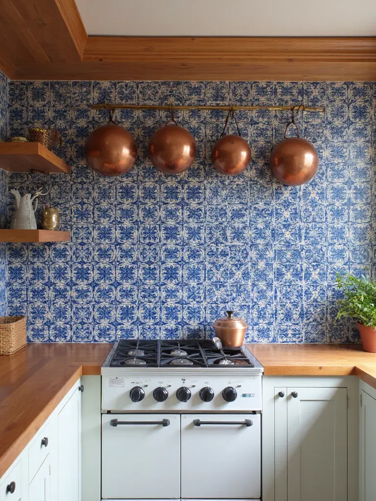 colorful moroccan bohemian kitchen tiles