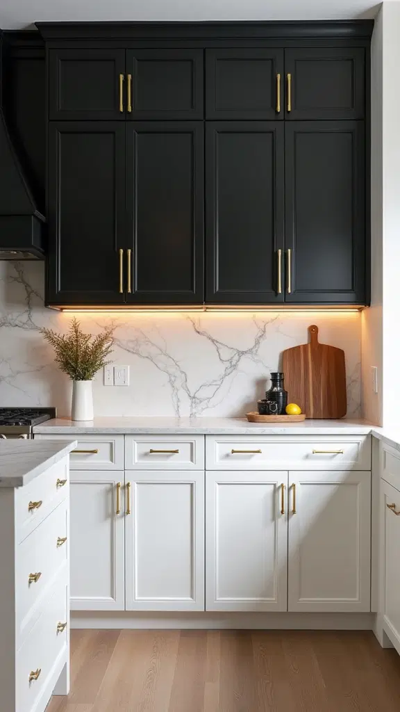 stylish black and white kitchen cabinets