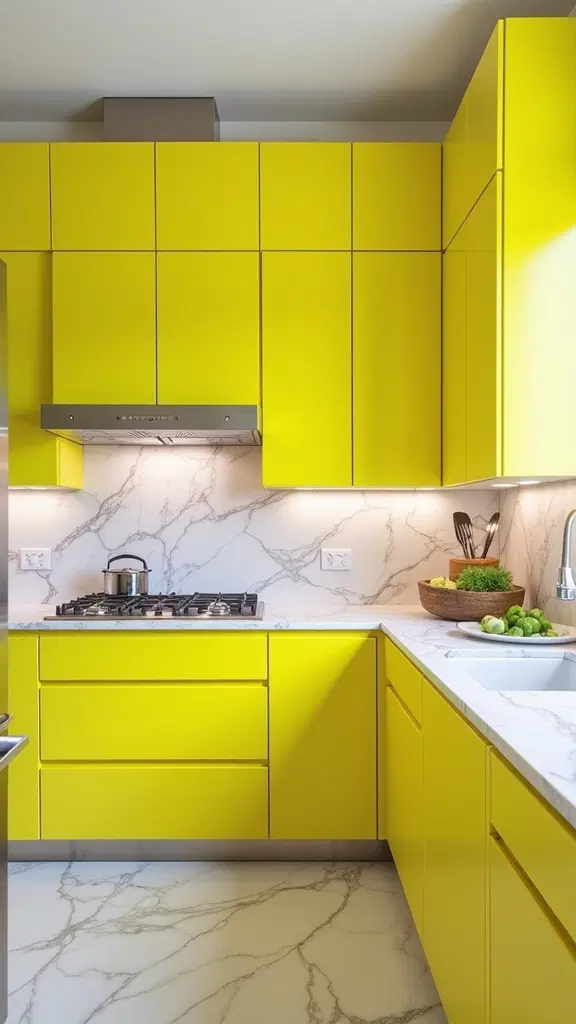 vibrant neon yellow kitchen cabinets
