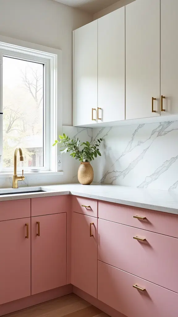 vibrant pink kitchen cabinets