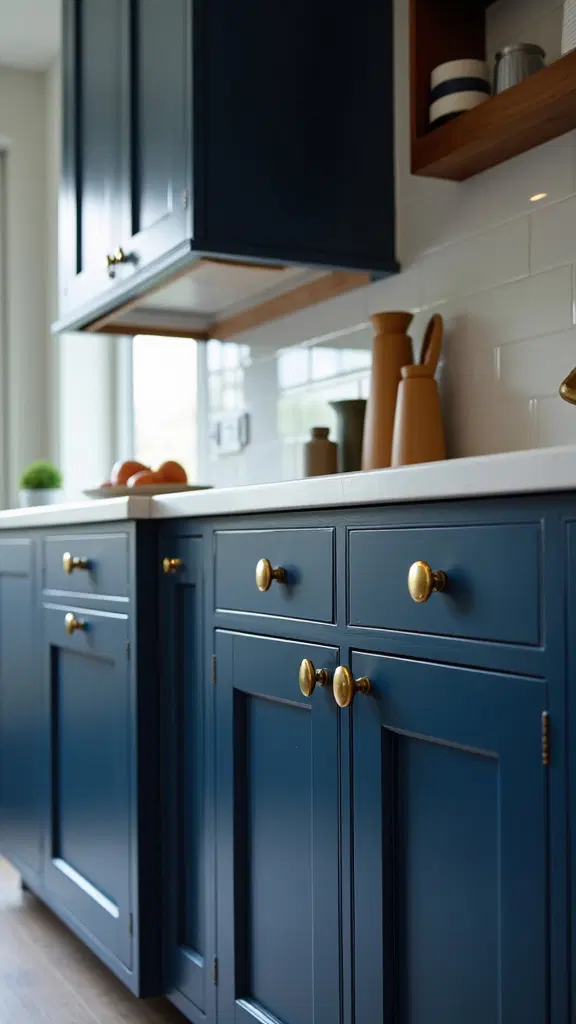 luxurious midnight blue and gold kitchen