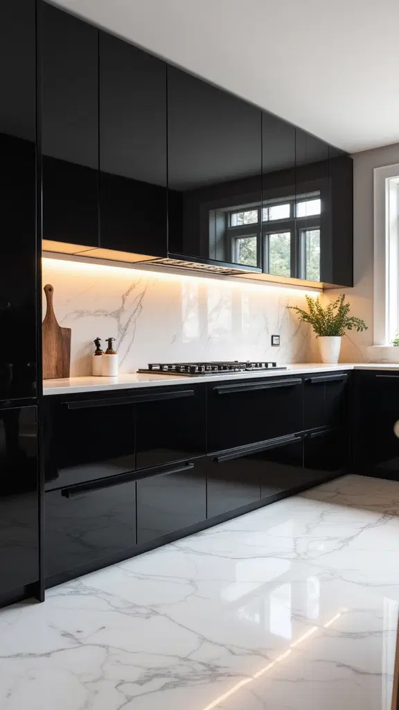 sleek modern black cabinetry