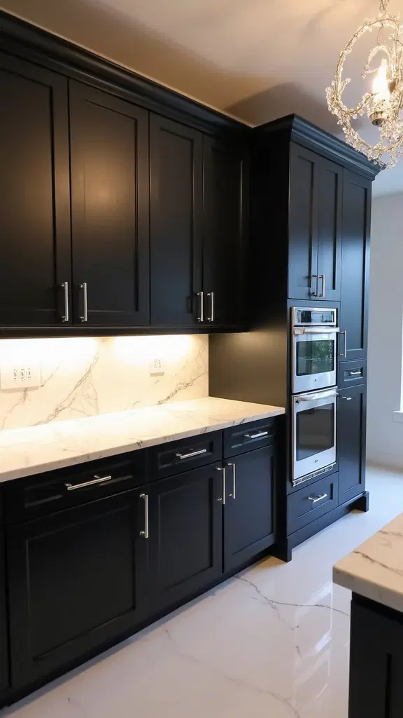 glamorous black cabinets shine