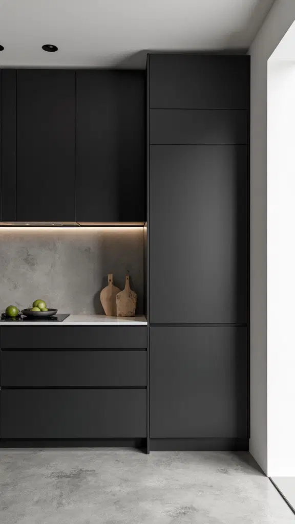 minimalist black kitchen cabinets
