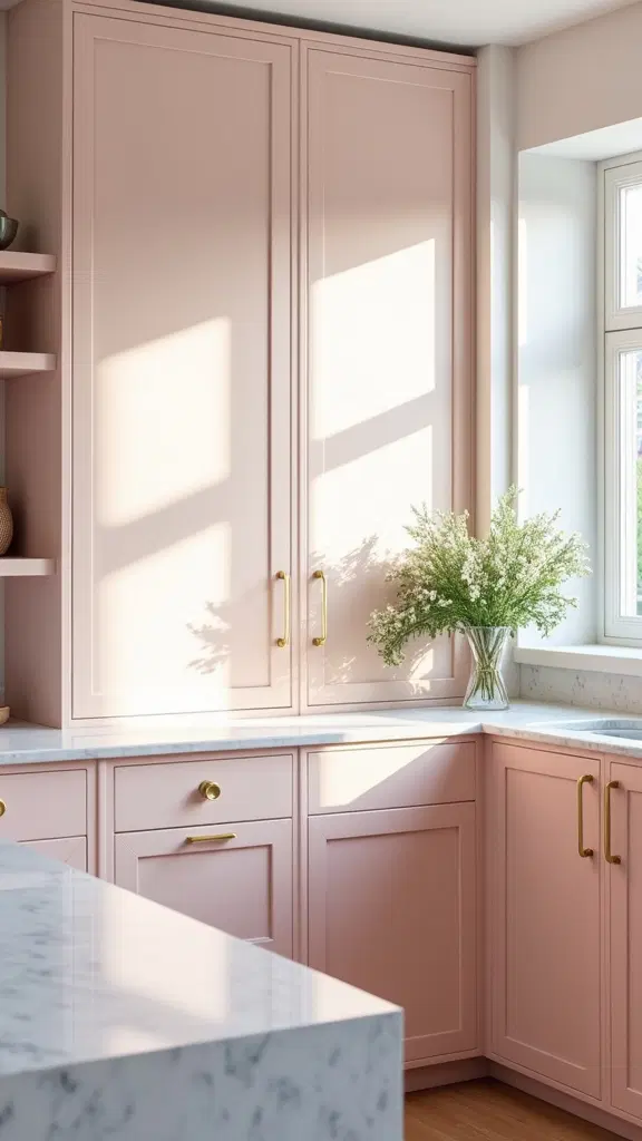 pastel pink kitchen design