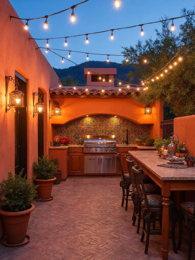warm outdoor lighting setup