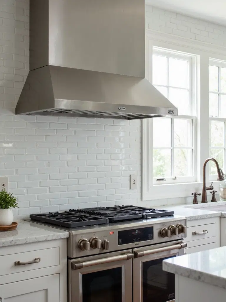 classic white subway tile backsplash