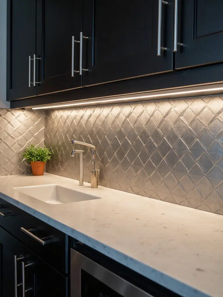 industrial metal backsplash