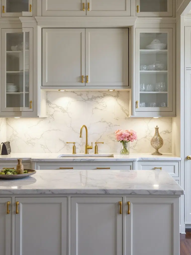 continuous marble backsplash