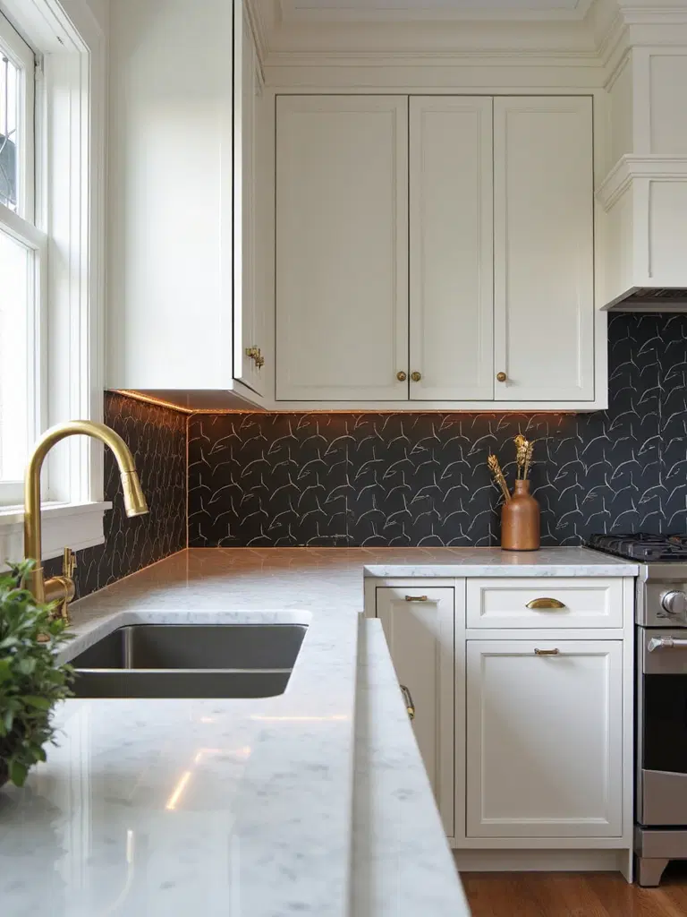 matte black backsplash elegance