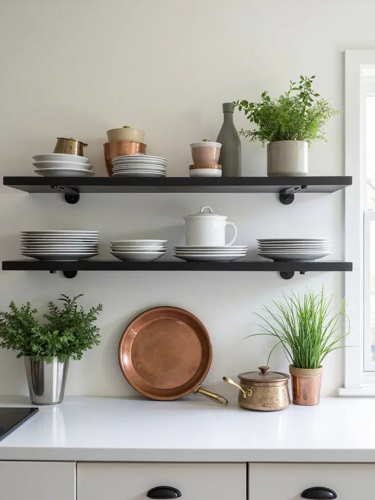 stylish functional open shelving