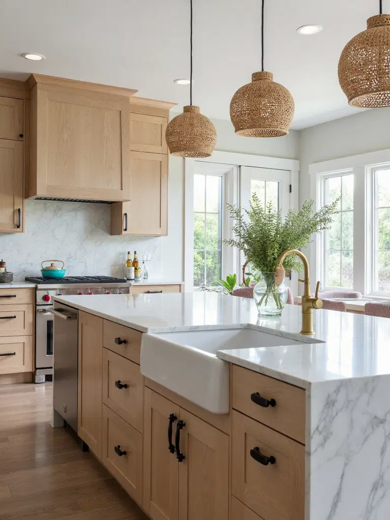 mixed materials in coastal kitchen