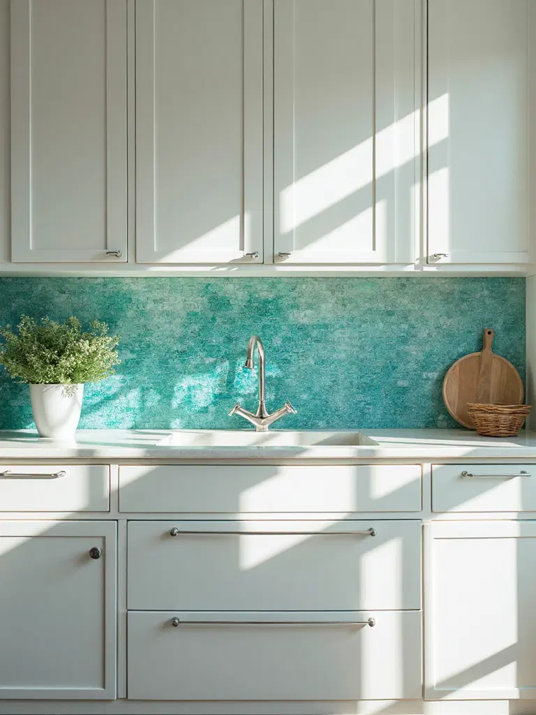 ocean inspired kitchen backsplash