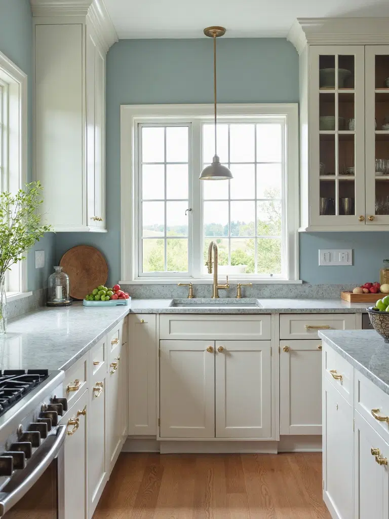 sleek coastal kitchen cabinetry