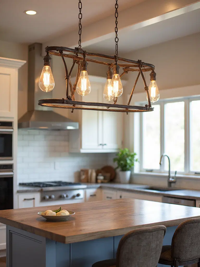 vintage inspired rustic farmhouse kitchen lighting