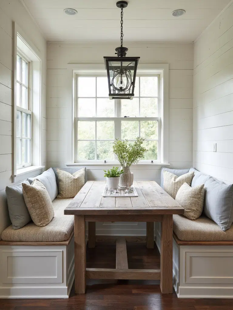cozy farmhouse breakfast nook creation