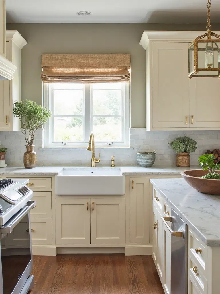 neutral layered farmhouse kitchen palette