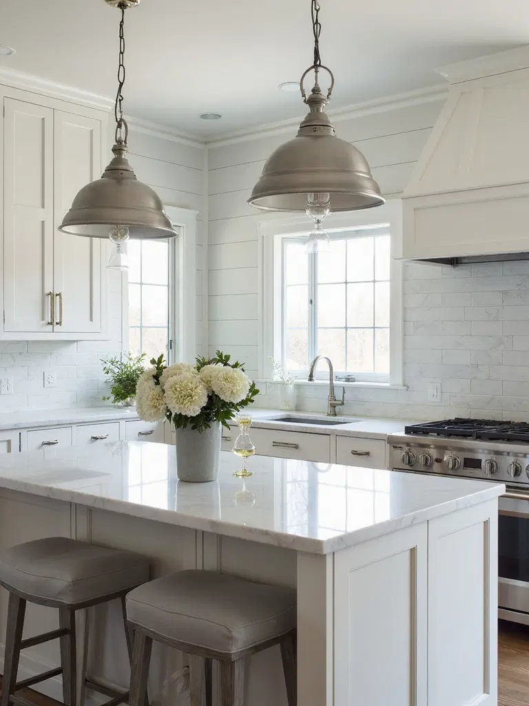 farmhouse kitchen with gray undertones and black accents