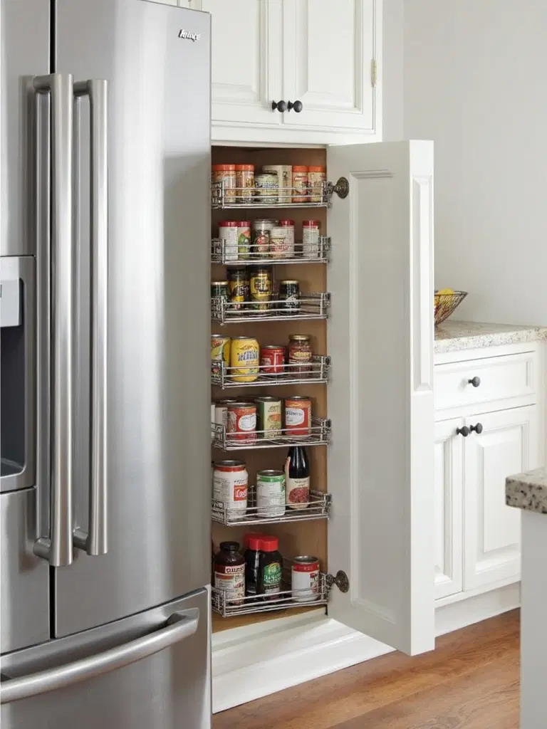maximize narrow kitchen storage spaces