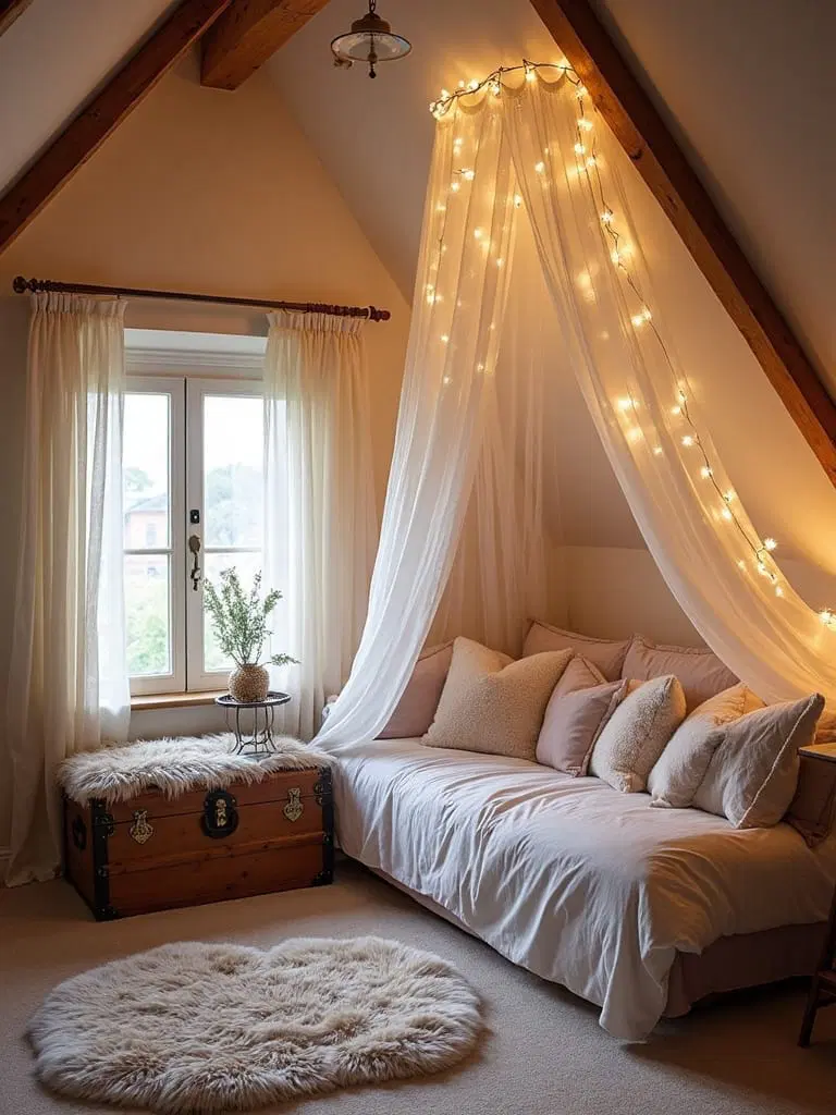 hidden nook in attic bedroom