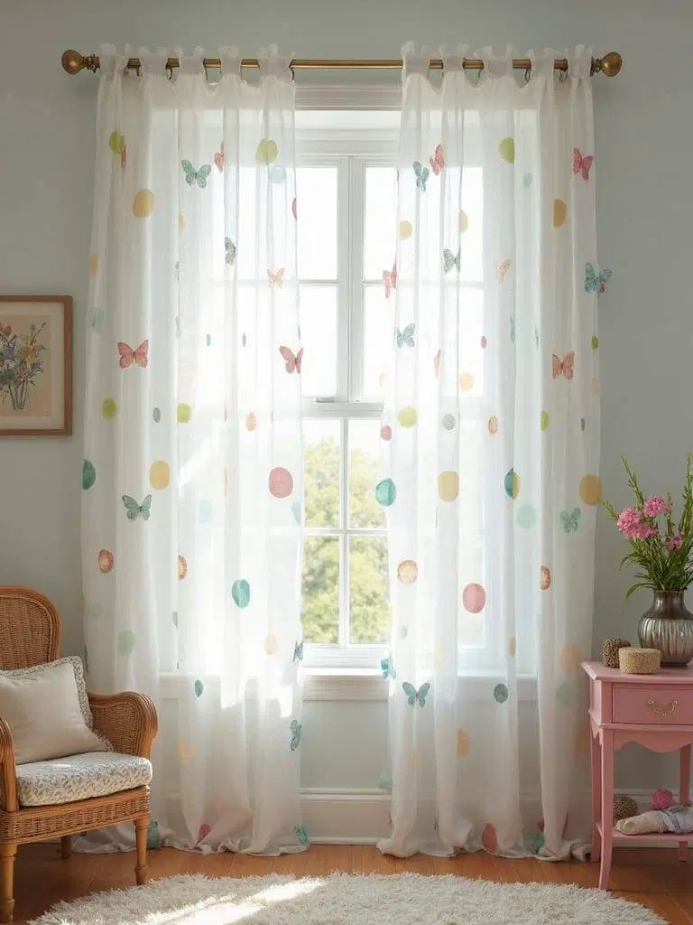 layered printed sheer curtains