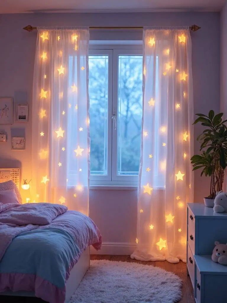 glow in darkness starry curtains